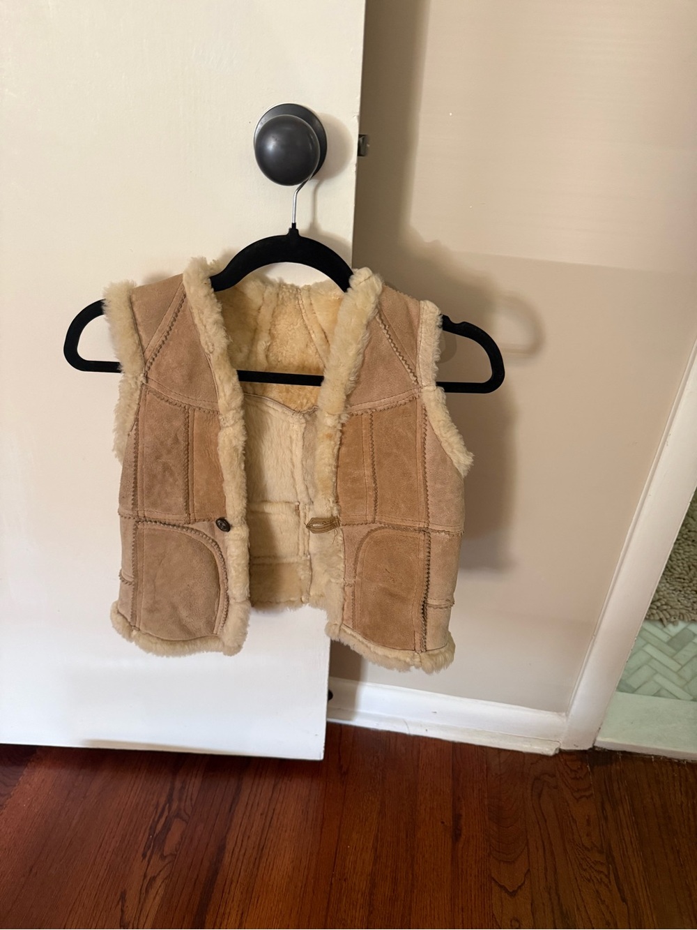 Kids Tan Shearling Suede Vest
